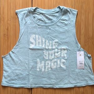 Spiritual Gangster Blue Sleeveless Crop Muscle Tee